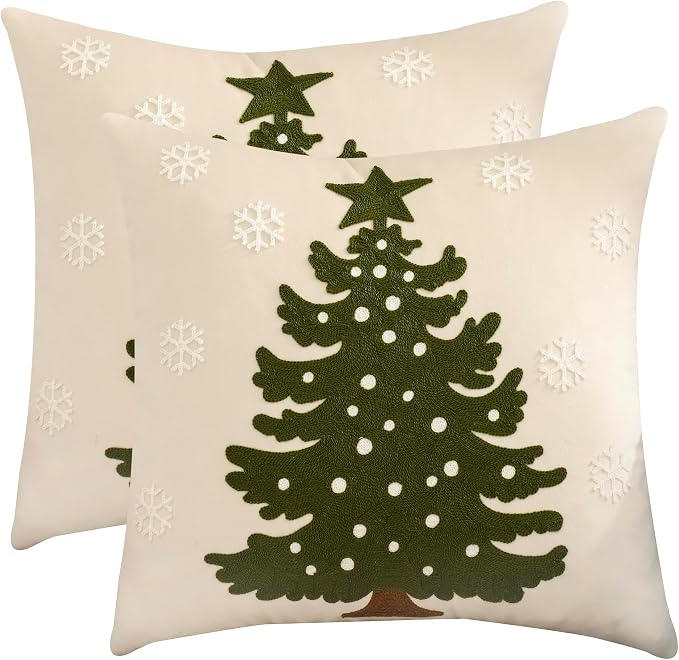 LUOYEHK Christmas Pillow Covers 18x18 Set of 2 Christmas Tree by LUOYEHK