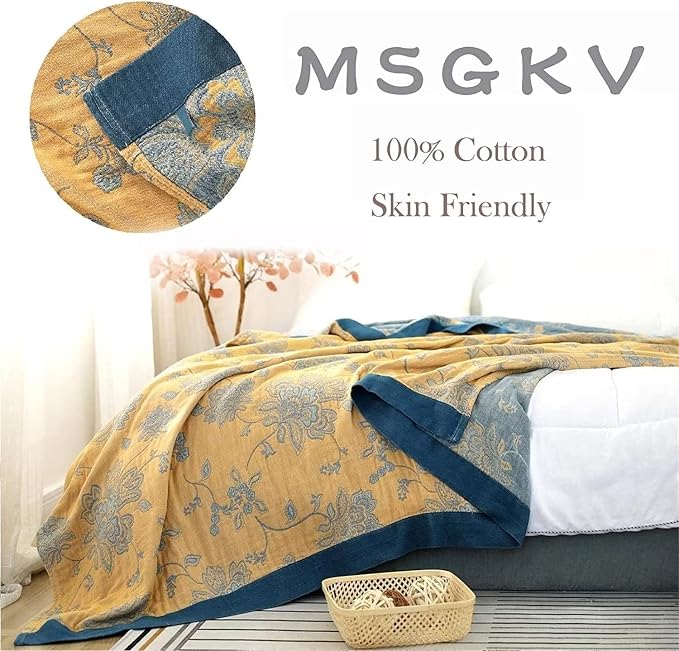 MSGKV Boho Throw Blanket Fall Blanket 100% Cotton Boho Couch Cover, Versatile - Image 3
