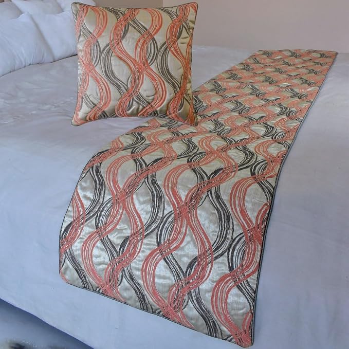The HomeCentric King/Queen/Twin Orange Luxury King 90"x18" Bed Runner Without - Image 5