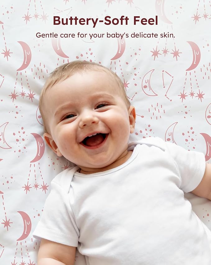 Baby Crib Sheets for Boys Girls, Breathable Soft Microfiber Baby Sheet Pink - Image 6