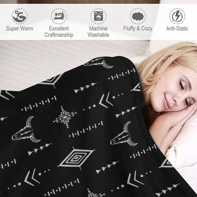 Southwest Blanket, Soft Native Tribal Vintage Abstract Ethnic Pattern Blanket - Image 4
