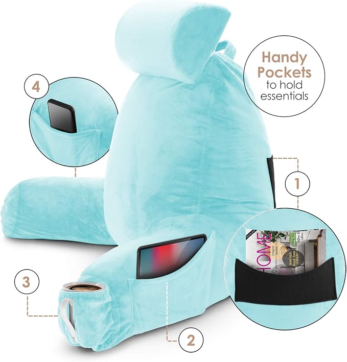 Nestl Reading Pillow with Shredded Memory Foam Includes 2 Neck and Lumber - Image 4