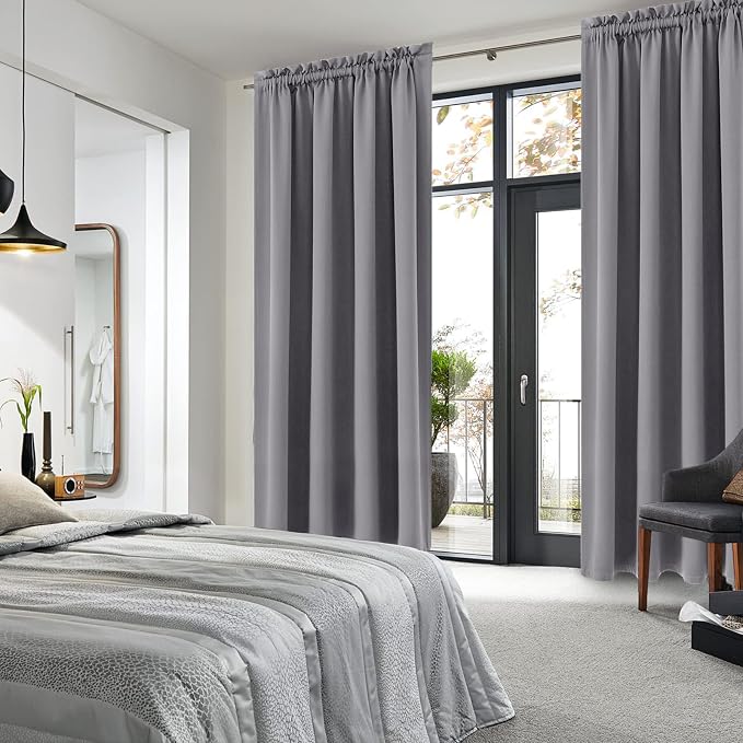 DWCN Grey Blackout Curtains for Bedroom, Thermal Insulated Energy Saving Room - Image 2