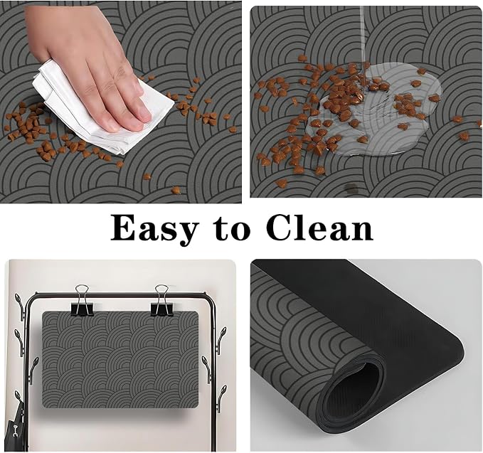 Dog Food Mat for Floors, Absorbent and Quick-Drying Pet Cat Food Mat, - Image 3