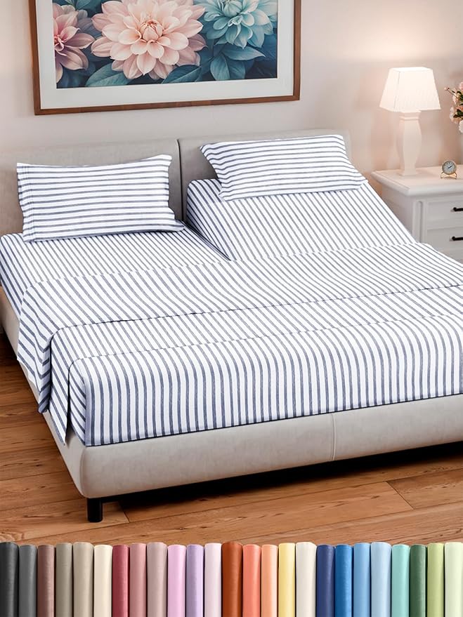 Split Head King Sheet Set – 4 Piece Flex Split Top King Sheets by CGKUnlimited