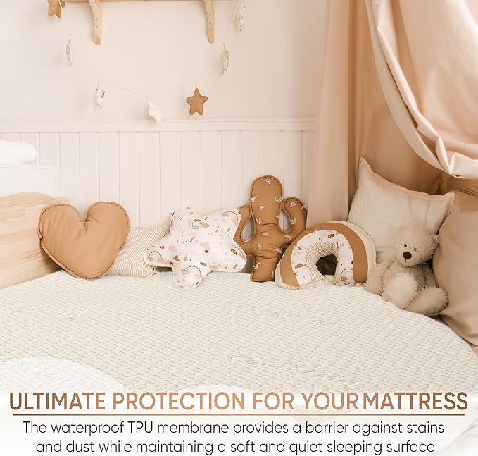 Deluxe Cooling Waterproof Organic Mattress Protector Twin - Image 3
