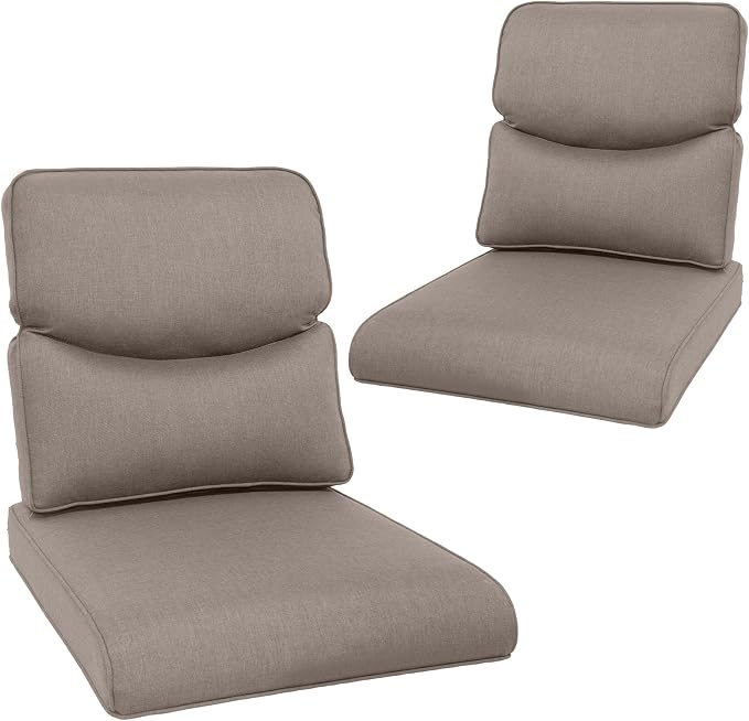 Outdoor Chair Cushions Set of 2-22 x 25 Inch Fade Resistant Patio Chair by NatureComfyOutdoorFurniture