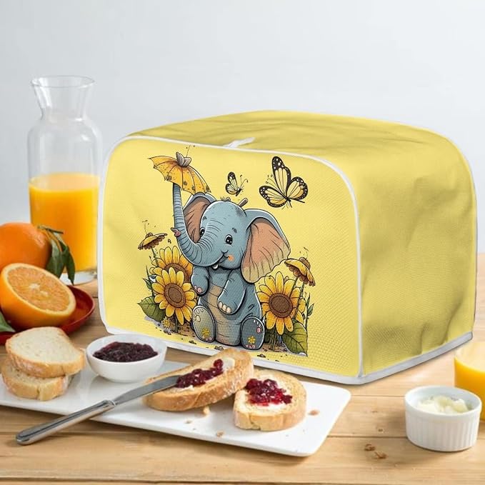 ZFRXIGN Elephant Sunflower Toaster Cover 4 Slice Small Appliance Covers Kitchen - Image 4