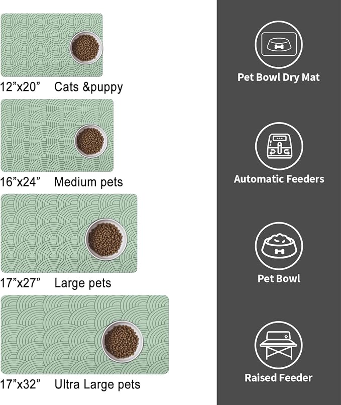 Dog Food Mat for Floors, Absorbent and Quick-Drying Pet Cat Food Mat, - Image 4