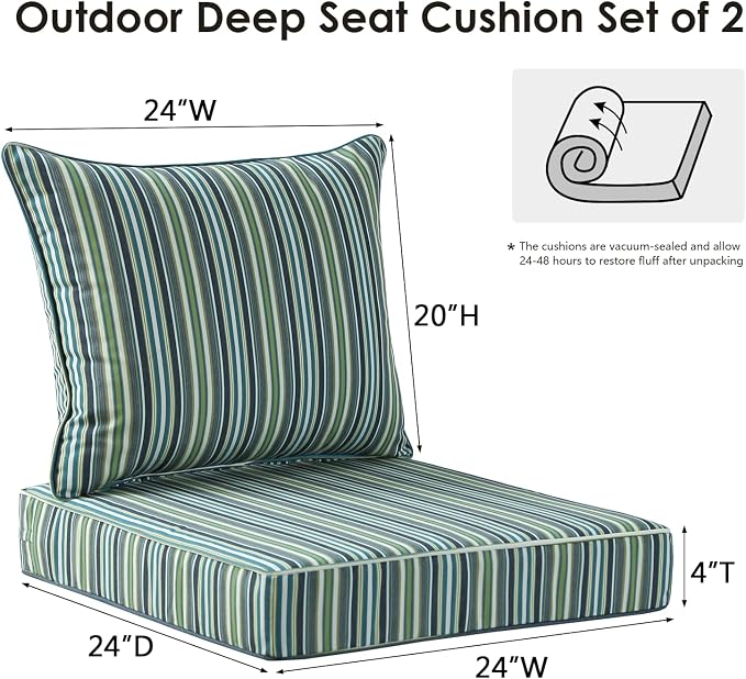 Sunbrella Outdoor Patio Chair Cushions Set, Water-Repellent, Fade Resistant - Image 6