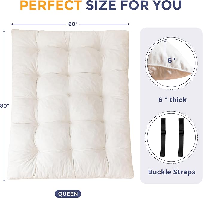 MAXYOYO Japanese Floor Mattress Queen Size, Thick Chenille Tatami Mat Sleeping - Image 2