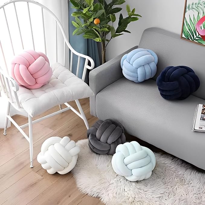 Knot Ball Pillows, Round Throw Pillow Cushion Home Decoration Soft Plush Pillow - Image 5