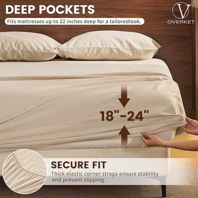 100% Linen Sheet Set Cal King Size Extra Deep Pocket Fits 18-24 Inch Mattress - Image 2