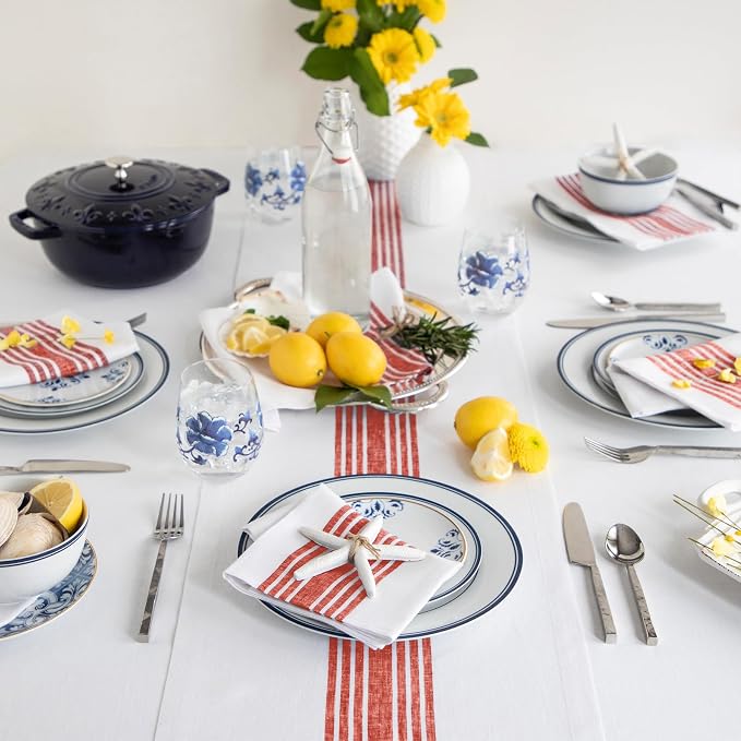 Solino Home Stripe Linen Table Runner 48 Inches - Image 2