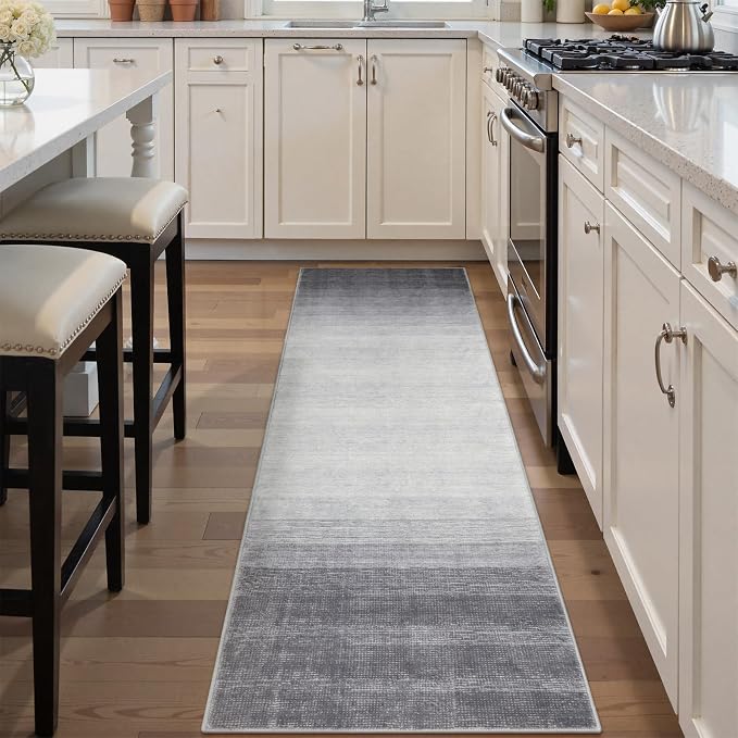 Wonnitar Modern Ombre 2x6 Hallway Runner Rug, Washable Grey Kitchen Rug Runner - Image 5