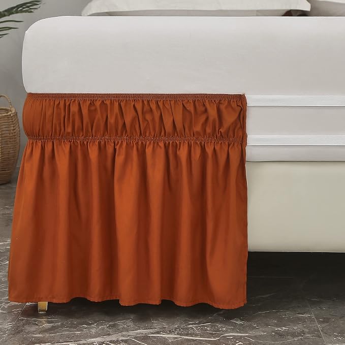 MEILA Wrap Around Bed Skirt Three Fabric Sides Elastic Dust Ruffled 16 Inch - Image 3