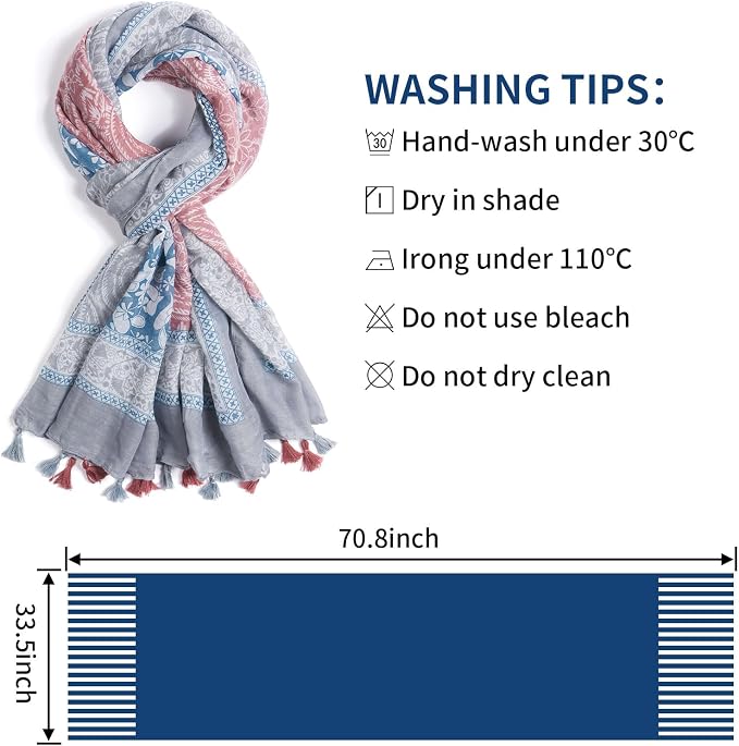 Scarf for Women Lightweight Soft Floral Leopard Printed Scarves Fall Winter - Image 3