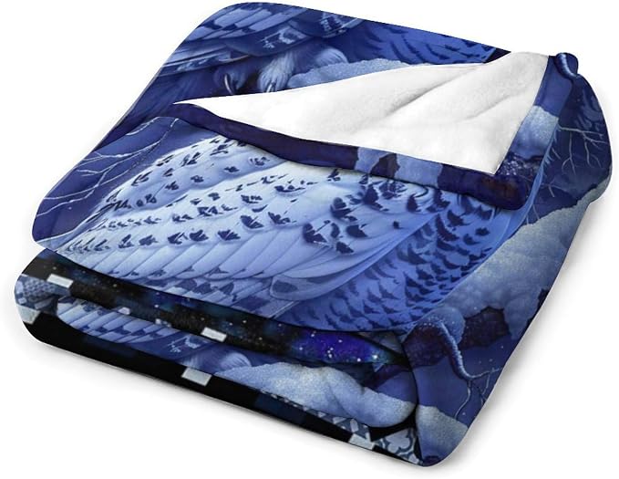 Owl Night Throw Blanket Owls Moon Print Blankets Gifts - Image 3
