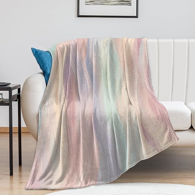 Fashion Gradient Blanket, Modern Abstract Art Colorful Pink Painting Strokes by Unknown