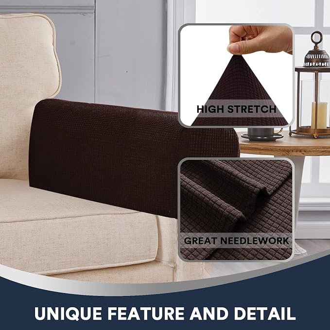 Stretch Sofa Arm Covers Spandex Jacquard Anti-Slip Couch Arm Covers - Image 6