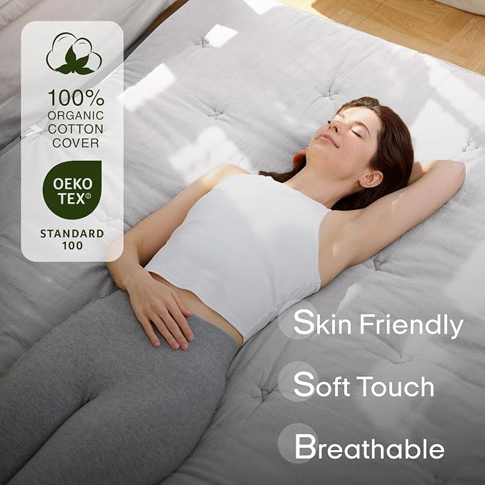 ZonLi Japanese Floor Futon Mattress Full Size 75"x 54", 100% Cotton Cover 2.5'' - Image 3