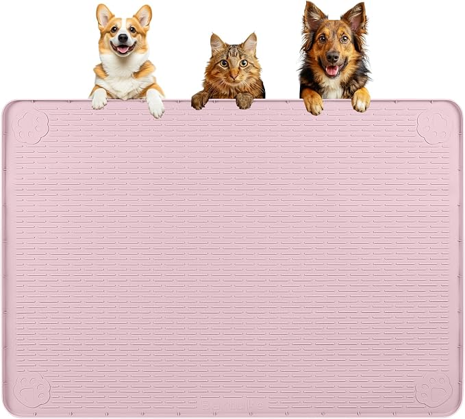 Dog Food Mat, Extra Large 40" x 28" Silicone Pet Feeding Mat by Bartuke