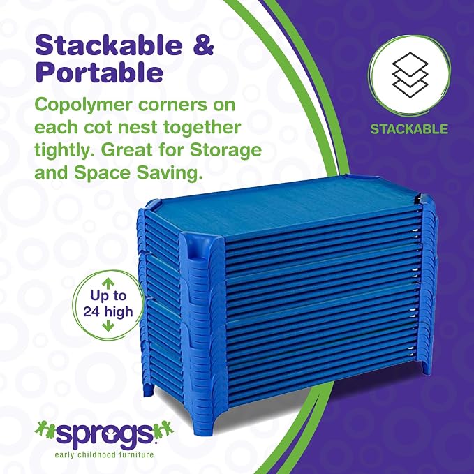 Sprogs Heavy-Duty Stackable Standard Size 52"L Daycare Cots - Image 5