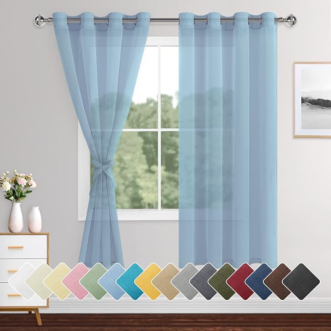 XWZO Sheer Curtains for Bedroom, Airy & Light Filtering Grommet Window Curtains by XWZO