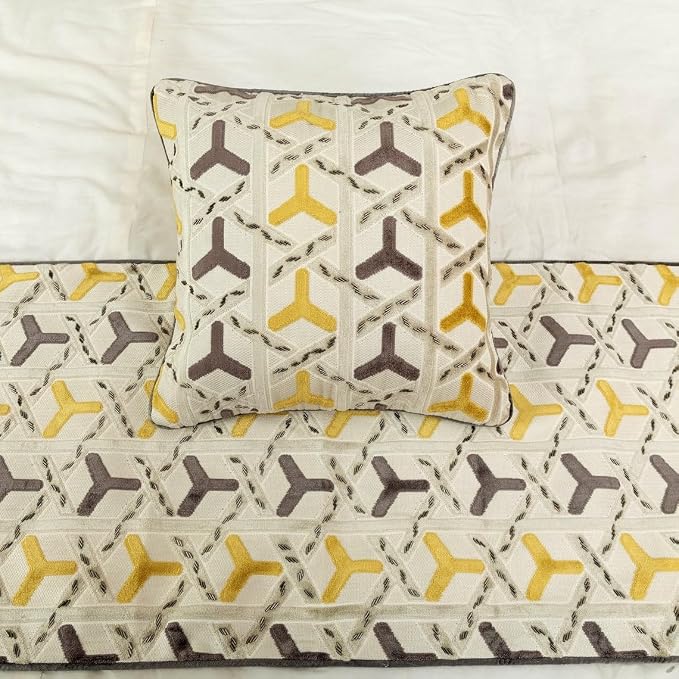 The HomeCentric King/Queen/Twin Grey & Yellow Designer CA King 86"x18" Bed - Image 5