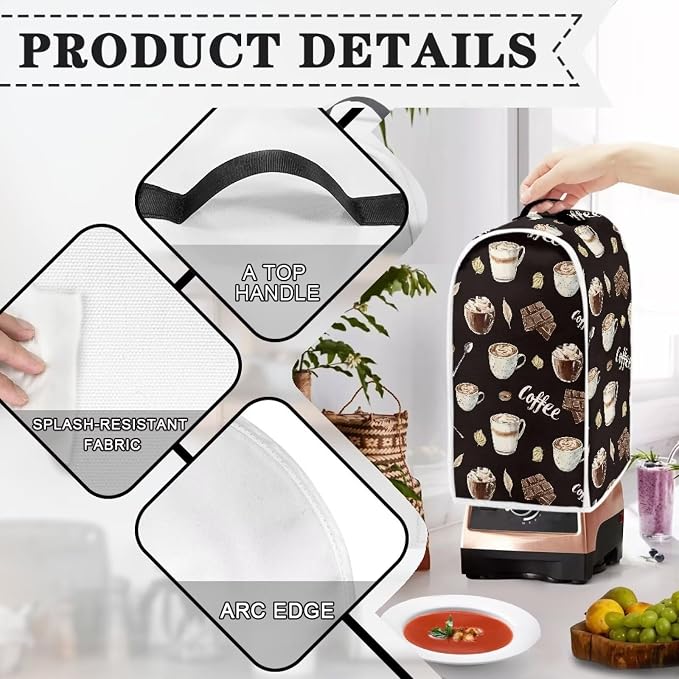Coffee Chocolate Print Blender Dust Cover, Stand Mixer or Coffee Maker - Image 4