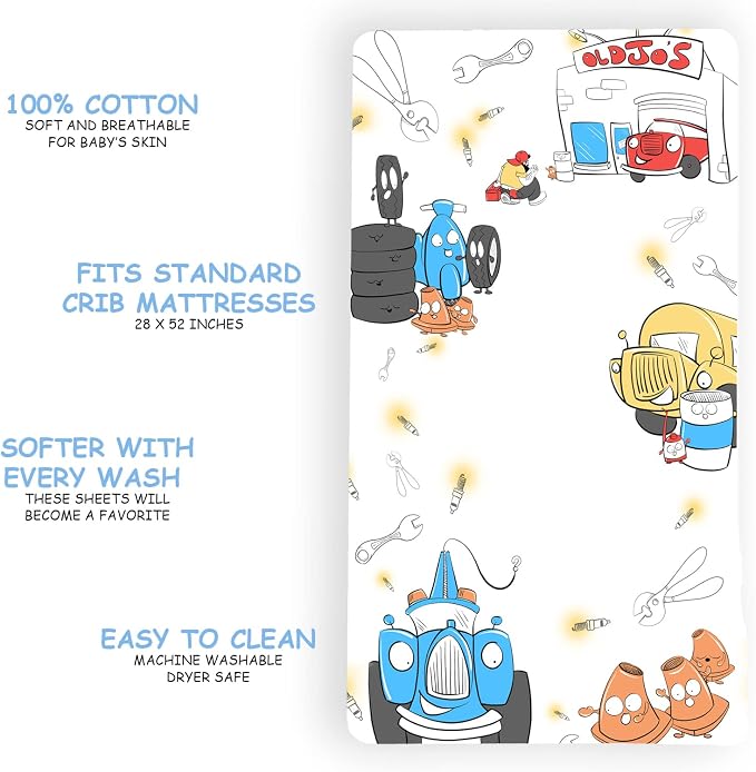 JumpOff Jo - Fitted Crib Sheet, Super Soft 100% Cotton Sheet - Image 2