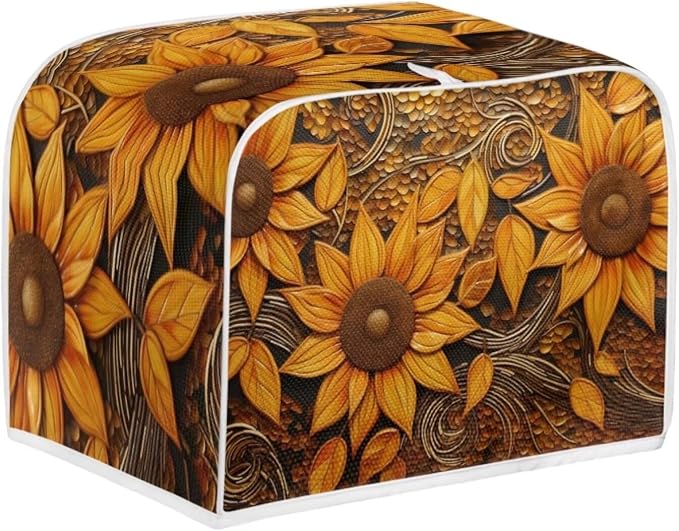 Vintage Sunflowers Printed Toaster Cover, Universal 4 Slice Oven Cover - Image 2