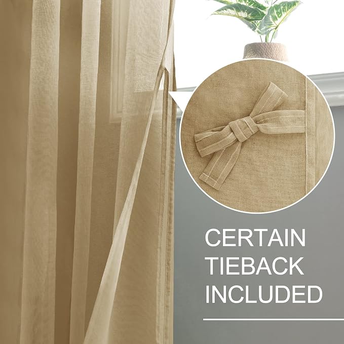 XWZO Sheer Curtains for Bedroom, Grommet Airy & Lightweight Light Filtering - Image 3
