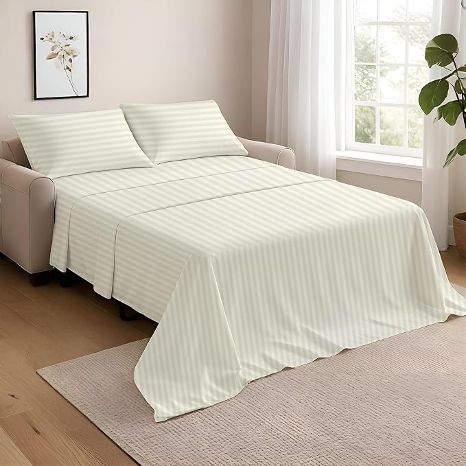 NON Sticky cotton Full Size Sleeper Sofa Sheets, 4 Piece Egyptian Cotton Bed by Non-StickyCotton