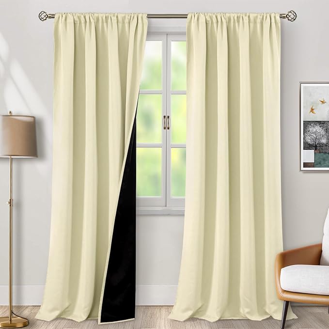 BGment Cream Blackout Curtains for Living Room 95 Inch Long 2 Panels Set by BGment