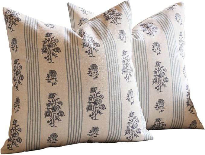 Amor Virisso Floral Throw Pillow Covers 18x18 Set of 2 Block Print Pillow - Image 8