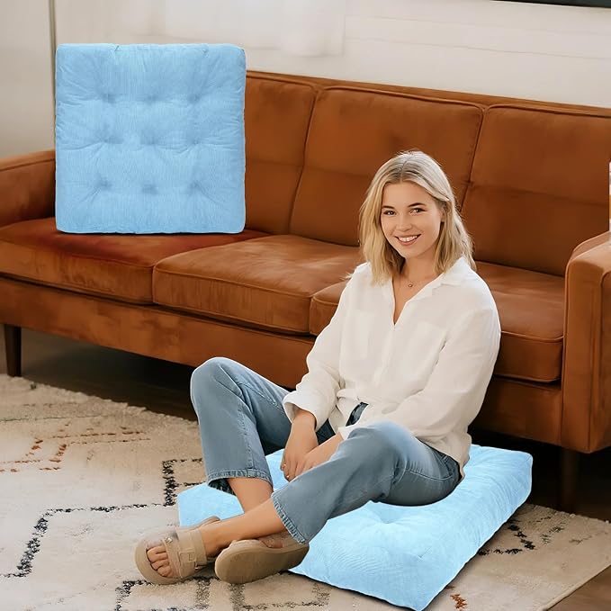 Meditation Floor Pillow Set of 2, Square Large Pillows Seating - Image 7