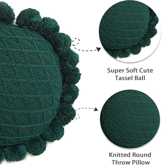 Acrylic Knitted Round Throw Pillow Knitting Bohemian Circular Cushion Pillow - Image 5
