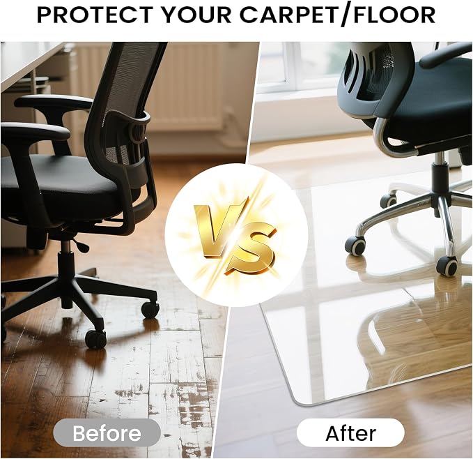 Tempered Glass Chair Mat with Lip, - Image 3