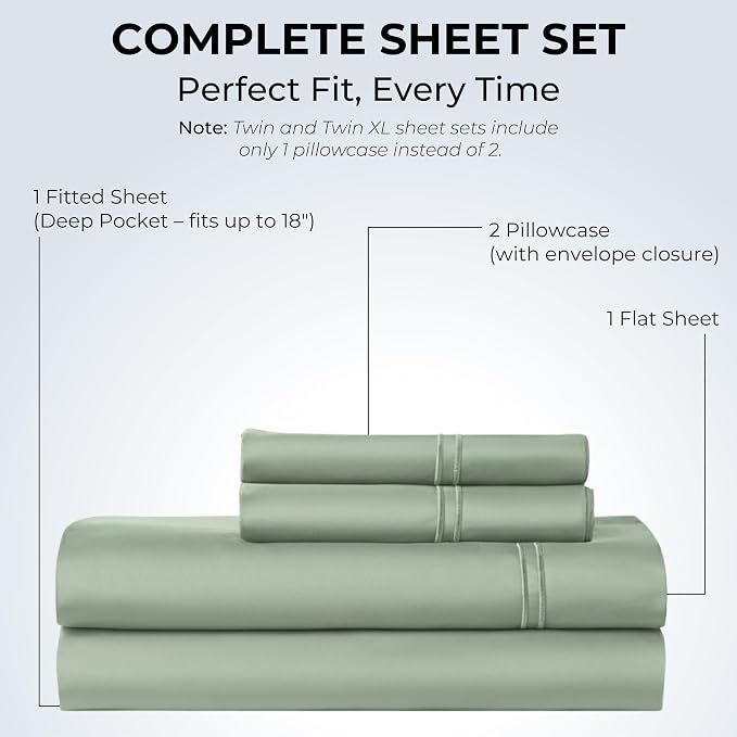 100% Natural Cotton Bed Sheets | 500 TC Single-Ply Sateen Weave Full Size - Image 3