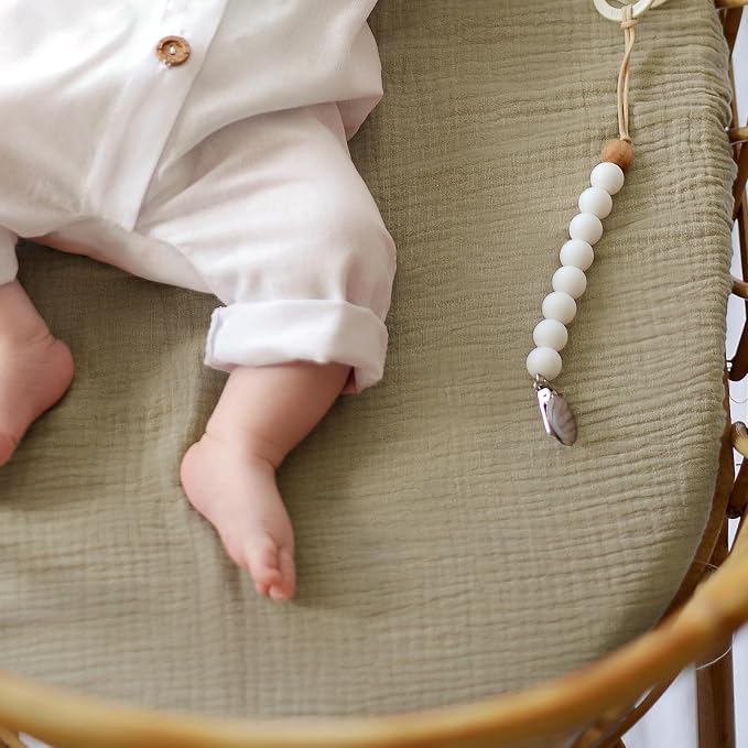lulumoon Baby Muslin Bassinet Sheets: Cotton Bassinet Sheets Neutral - Image 8