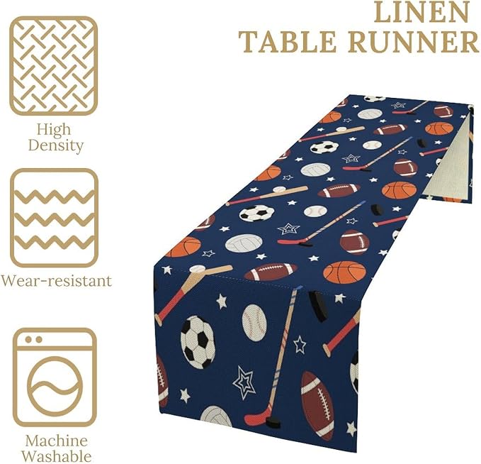 Sport Table Runner Basketball Soccer Baseball Football Hockey Sports Game Days - Image 4