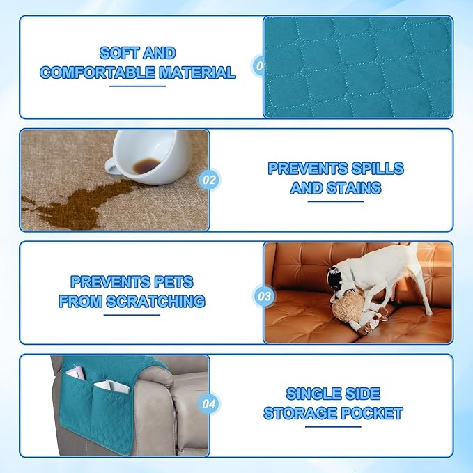 uxcell 3 PCS Armrest Covers, Couch Arm Cover Furniture Protect Slide Recliner - Image 3