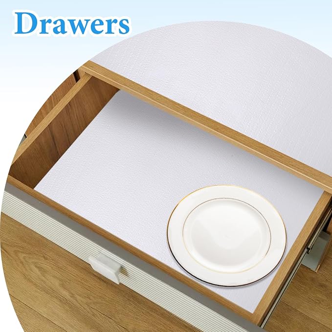Shelf Liners for Kitchen Cabinets 12in x 20FT Non Adhesive Drawer Liner White - Image 3