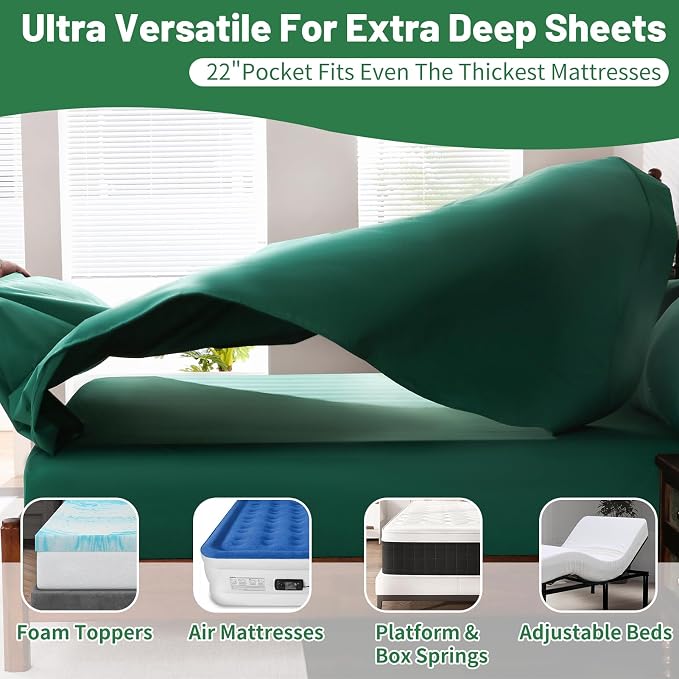 Extra Deep Pocket California King Sheets 18-24 Inch 100% Egyptian Cotton 1000 - Image 4