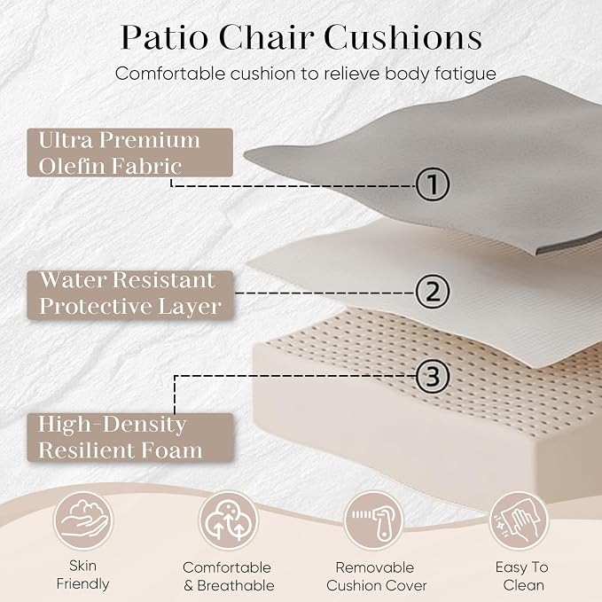 Luxury Outdoor Seat Cushion Set-22 x 24 x 6 Inch Outdoor Chair Cushions - Image 4