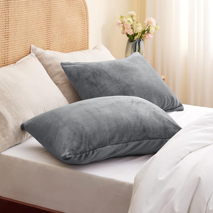 BEDELITE Flannel King Size Pillow Cases Set of 2, Super Soft Fleece Pillowcases - Image 2