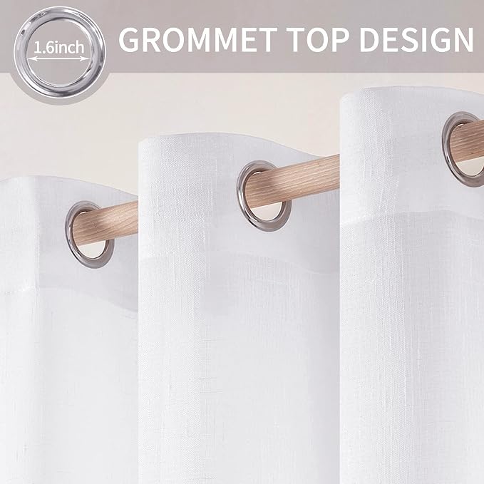 MIULEE 2 Panels 84 Inch Farmhouse Linen Sheer Window Curtains - Image 2