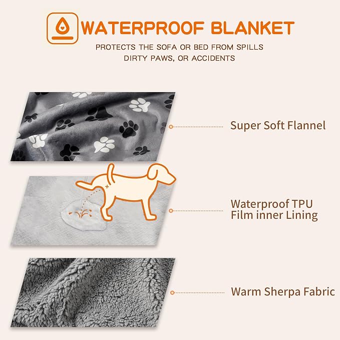 Waterproof Dog Blankets Pet Blanket, Soft Fluffy Sofa Car Bed Protector - Image 3