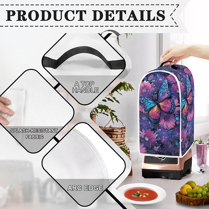 Talayituse Butterfly Galaxy Flower Print Blender Dust Cover, Fingerprint - Image 5